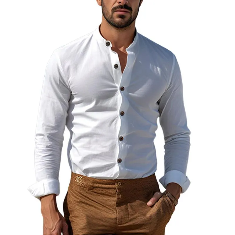 Men's Vintage Cotton and Linen Henley Collar Shirt 70882396X sold by Manly product image thumbnail 2
