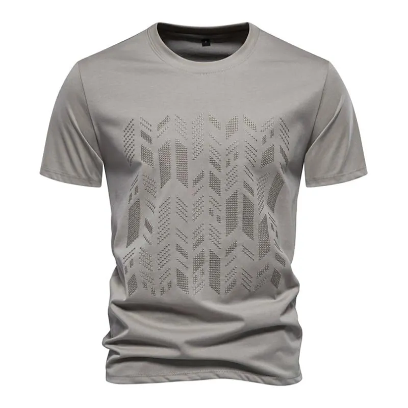 Men's Casual Embroidered Round Neck Short Sleeve T-Shirt 84955692M sold by Manly