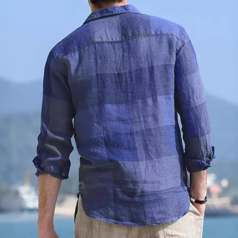 Men's Casual Retro Plaid Pullover Lapel Shirt 82875806TO sold by Manly product image thumbnail 3