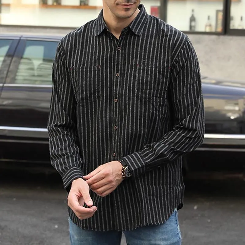 Men's Casual Striped Cotton Long-Sleeved Shirt 98115215Y sold by Manly product image thumbnail 3