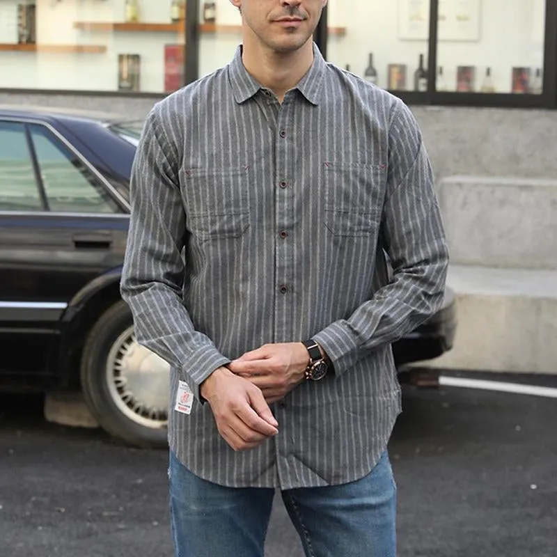 Men's Casual Striped Cotton Long-Sleeved Shirt 98115215Y sold by Manly product image thumbnail 2