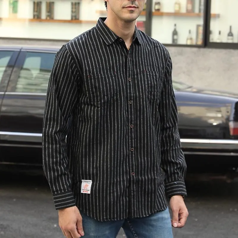 Men's Casual Striped Cotton Long-Sleeved Shirt 98115215Y sold by Manly product image thumbnail 4