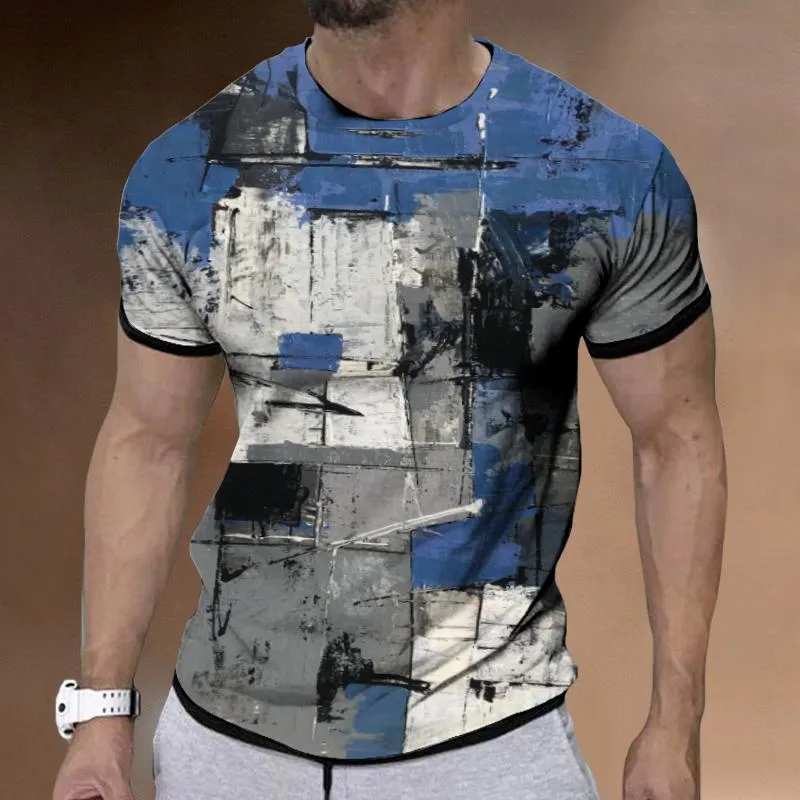 Men's Retro Oil Painting Texture Short-sleeved Round Neck T-shirt 91566766TO sold by Manly product image thumbnail 2