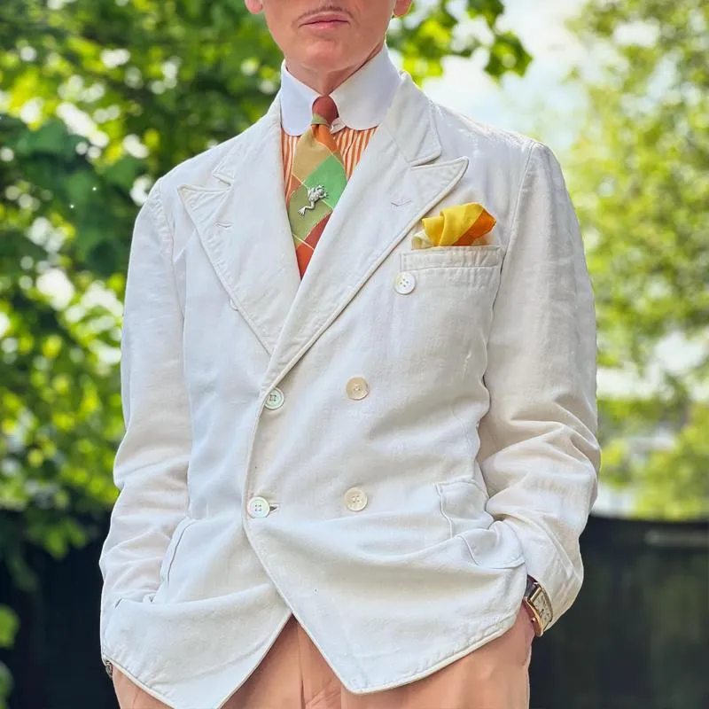 Men's Vintage Solid Color Peak Lapel Double Breasted Slim Blazer 49515012Z sold by Manly product image thumbnail 3