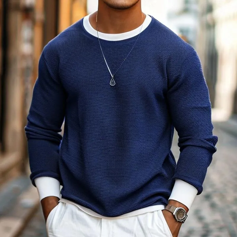 Men's Fashion Colorblock Round Neck Long Sleeve Casual T-shirt 20144123Z sold by Manly product image thumbnail 4