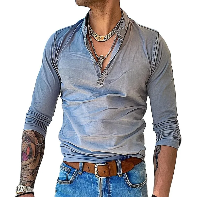 Men's Casual Vintage Long Sleeve T-Shirt 28425728TO sold by Manly