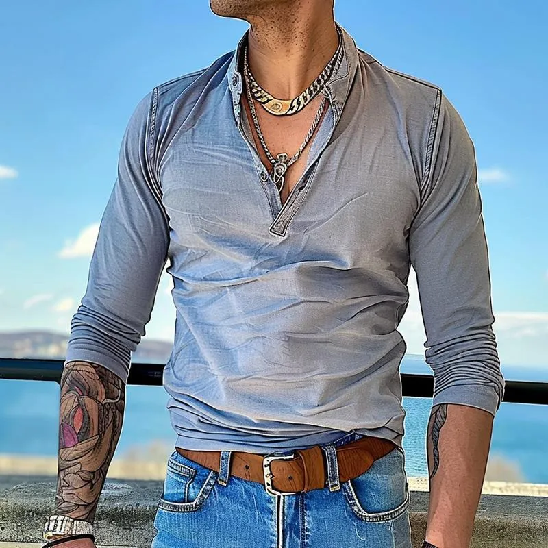 Men's Casual Vintage Long Sleeve T-Shirt 28425728TO sold by Manly product image thumbnail 2