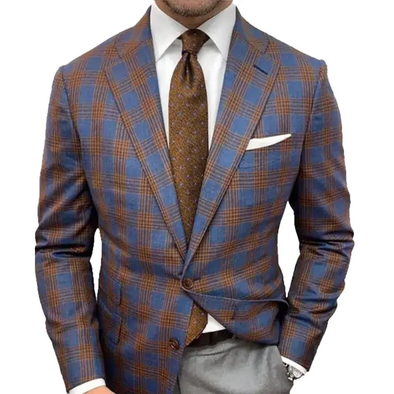 Men's Plaid Print Two-button Casual Blazer 41837302X sold by Manly product image thumbnail 2