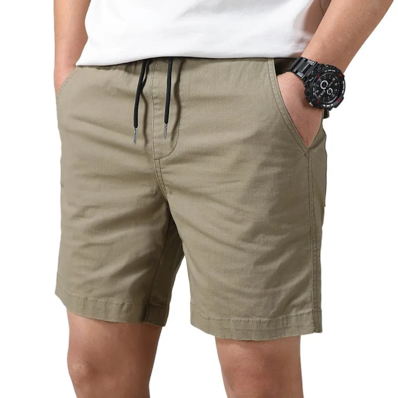 Men's Casual Cotton Loose Thin Elastic Waist Cargo Shorts 22070637M sold by Manly