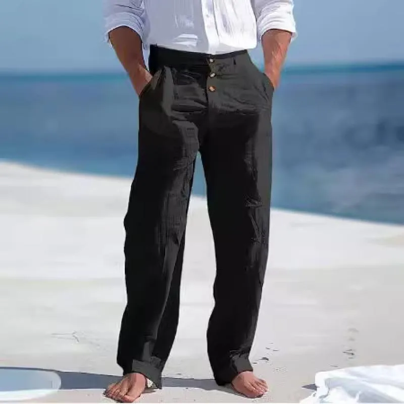 Men's Solid Color Cotton And Linen Straight Casual Pants 55711111Z sold by Manly product image thumbnail 2