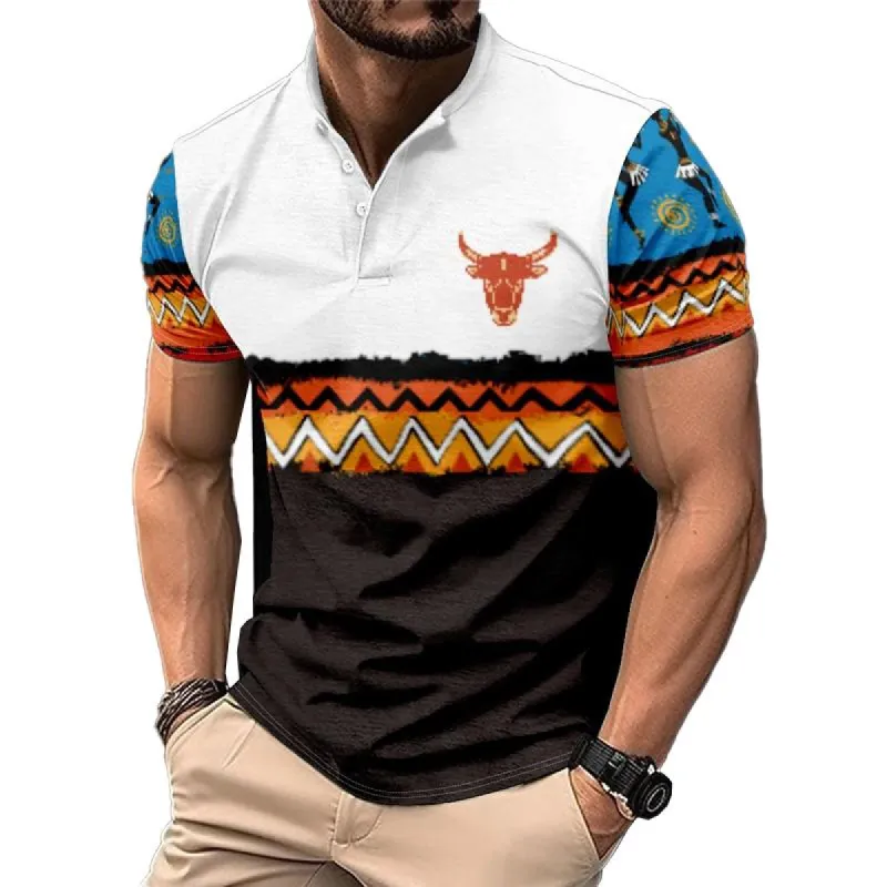 Men's Western Denim Print Button Down Short Sleeve T-Shirt 14668555X sold by Manly