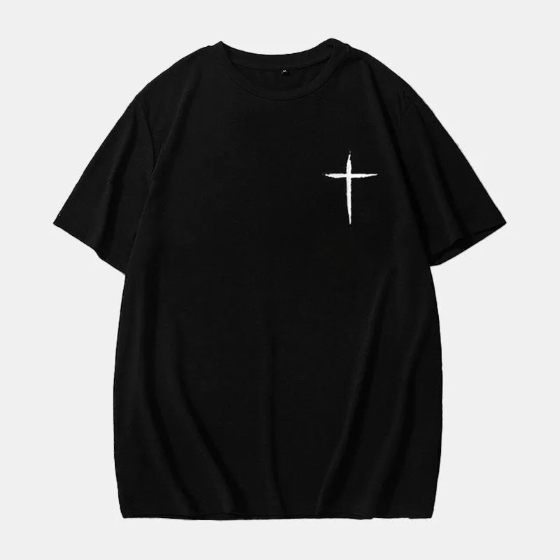 Men's Fashion Cross Print Round Neck Short Sleeve T-shirt 01178488Z sold by Manly product image thumbnail 3