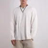 Men's Solid Striped V Neck Long Sleeve Casual T-shirt 89048208Z sold by Manly