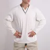 Men's Solid Striped V Neck Long Sleeve Casual T-shirt 89048208Z sold by Manly