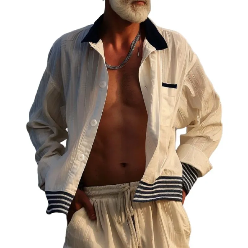 Men's Casual Striped Pocket Jacket 96980587TO sold by Manly