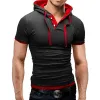 Men's Casual Contrast Color Thin Short-Sleeved Hoodie 80432553M sold by Manly