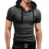 Men's Casual Contrast Color Thin Short-Sleeved Hoodie 80432553M sold by Manly