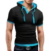 Men's Casual Contrast Color Thin Short-Sleeved Hoodie 80432553M sold by Manly