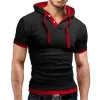 Men's Casual Contrast Color Thin Short-Sleeved Hoodie 80432553M sold by Manly