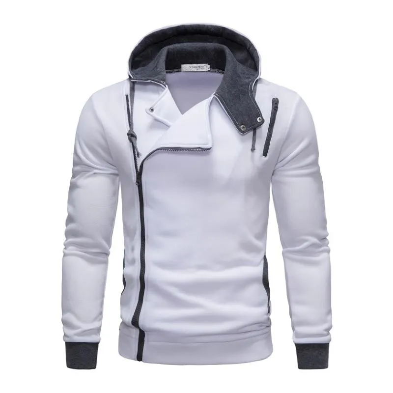Men's Casual Colorblock Diagonal Zipper Long Sleeve Sports Hoodie 13260134M sold by Manly product image thumbnail 2
