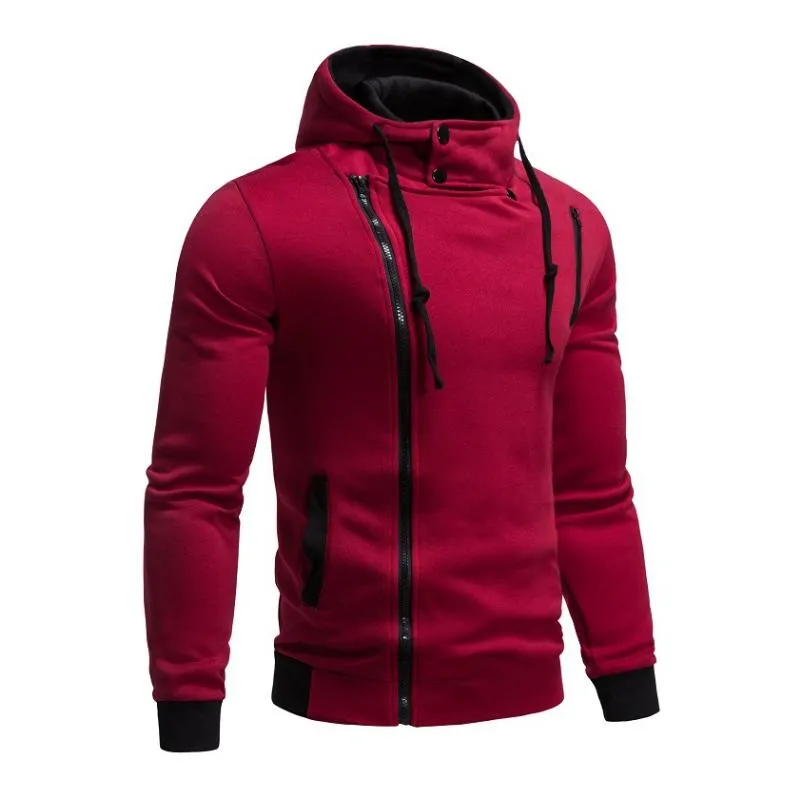 Men's Casual Colorblock Diagonal Zipper Long Sleeve Sports Hoodie 13260134M sold by Manly product image thumbnail 4