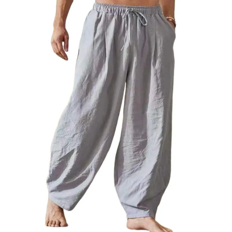 Men's Solid Linen Loose Drawstring Pants 76511676Y sold by Manly