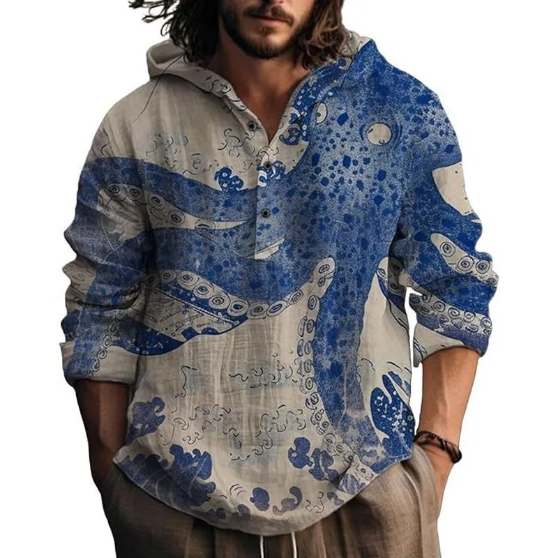 Men's Printed Long Sleeve Hoodie 15752626X sold by Manly product image thumbnail 2