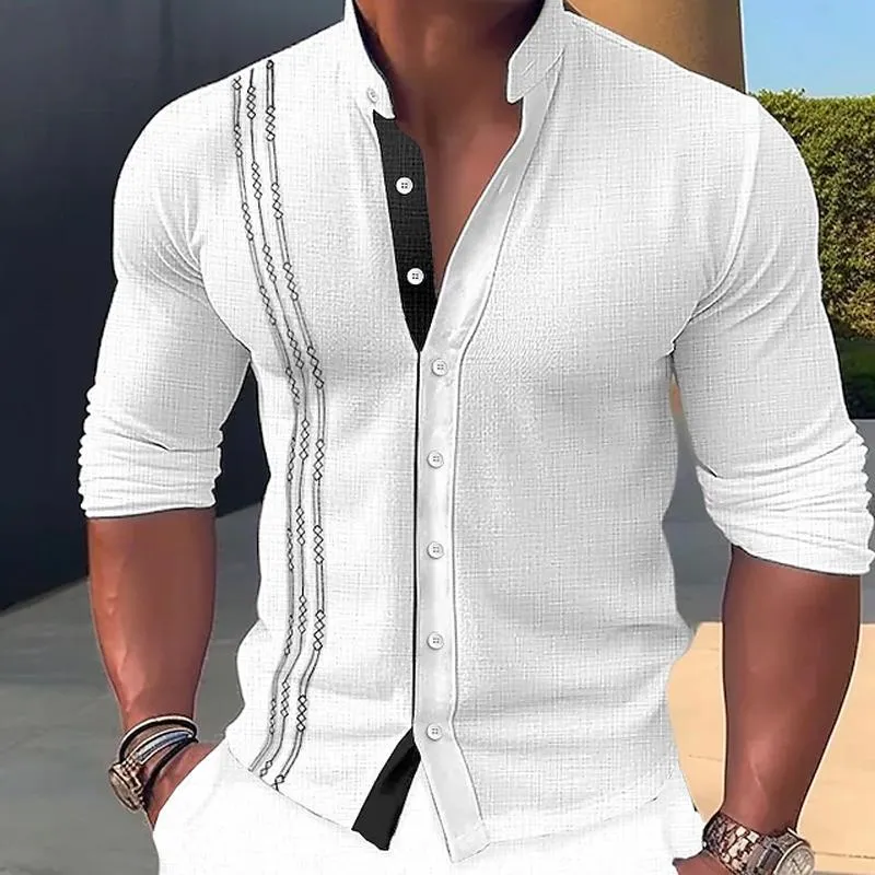 Men's Casual Summer Stand Collar Button Long Sleeve Shirt 40253749M sold by Manly product image thumbnail 2