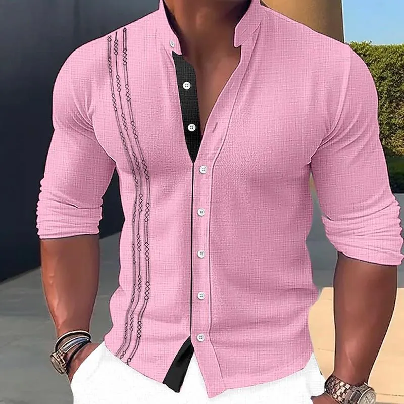 Men's Casual Summer Stand Collar Button Long Sleeve Shirt 40253749M sold by Manly product image thumbnail 4
