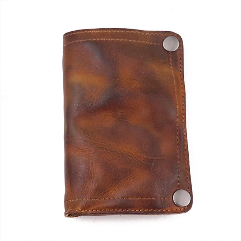 Men's Vintage Top Layer Vegetable Tanned Leather Multifunctional Wallet 89472483M sold by Manly