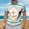 Men's Retro Casual Anchor Short Sleeve T-Shirt 70611143TO sold by Manly