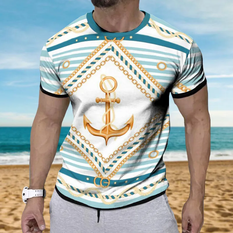 Men's Retro Casual Anchor Short Sleeve T-Shirt 70611143TO sold by Manly product image thumbnail 2