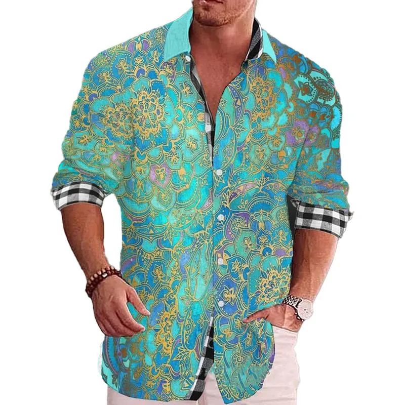 Men's Vintage Long Sleeve Printed Lapel Shirt 06216197X sold by Manly