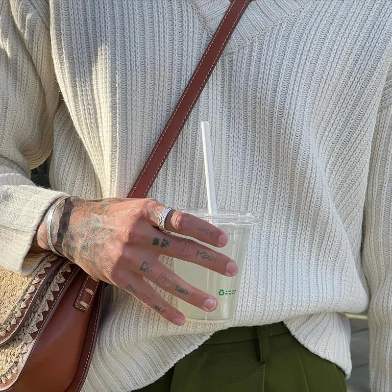 Men's Solid Color Striped V Neck Long Sleeve Knit Sweater 18225046Z sold by Manly product image thumbnail 3