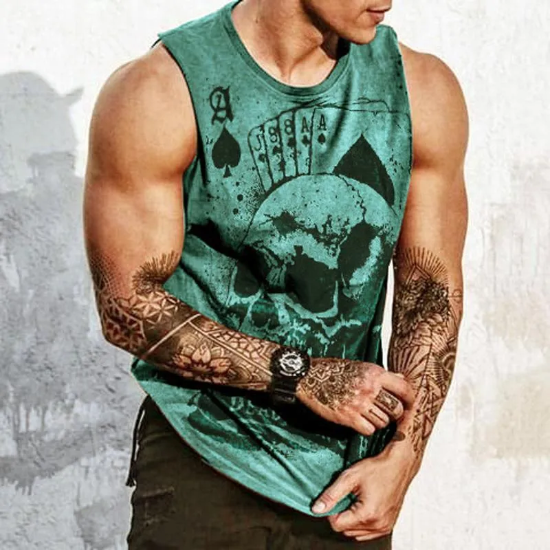 Men's Casual Sports Poker Print Tank Top 74906366Y sold by Manly product image thumbnail 3