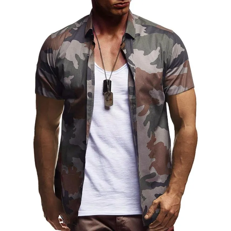 Men's Casual Camouflage Short Sleeve Shirt 92158381TO sold by Manly