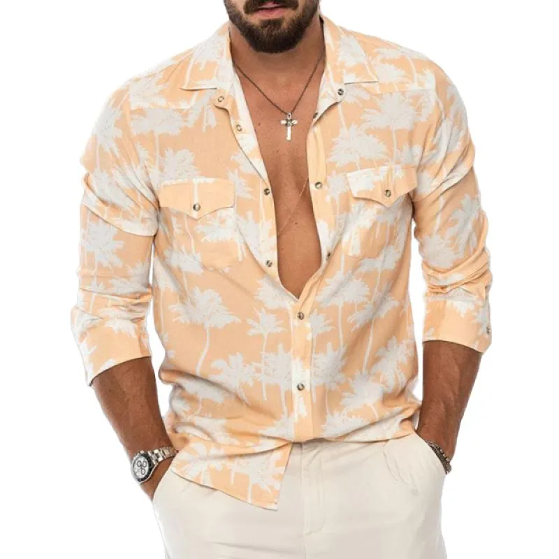 Men's Leaves Printed Loose Casual Shirt 61511041Z sold by Manly