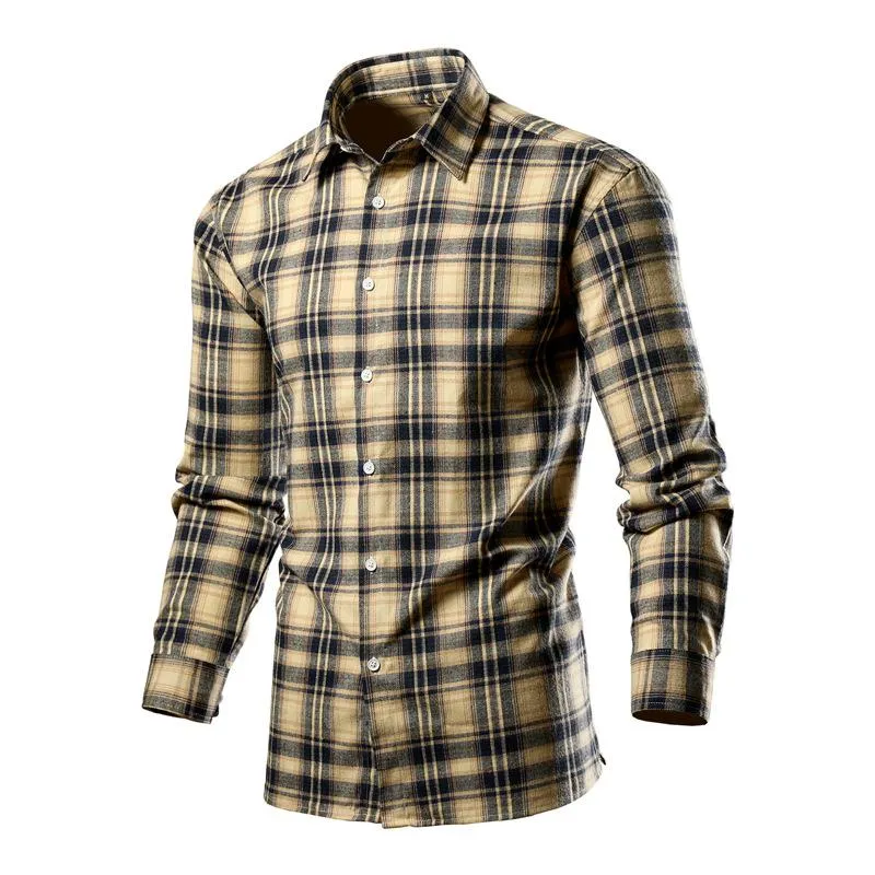Men's Casual Contrast Plaid Slim Fit Lapel Long Sleeve Shirt 61746330M sold by Manly product image thumbnail 3