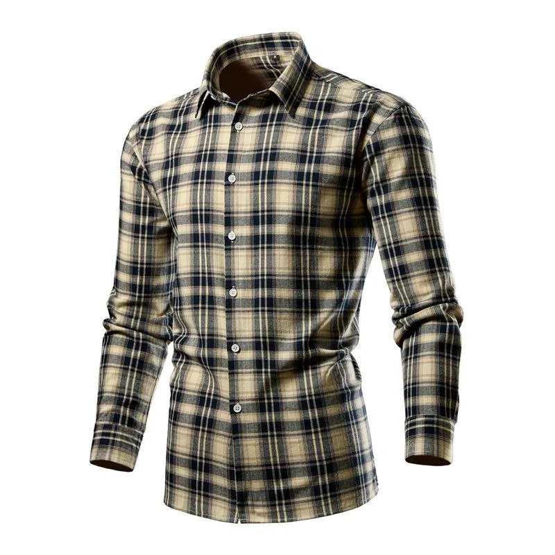 Men's Casual Contrast Plaid Slim Fit Lapel Long Sleeve Shirt 61746330M sold by Manly product image thumbnail 2