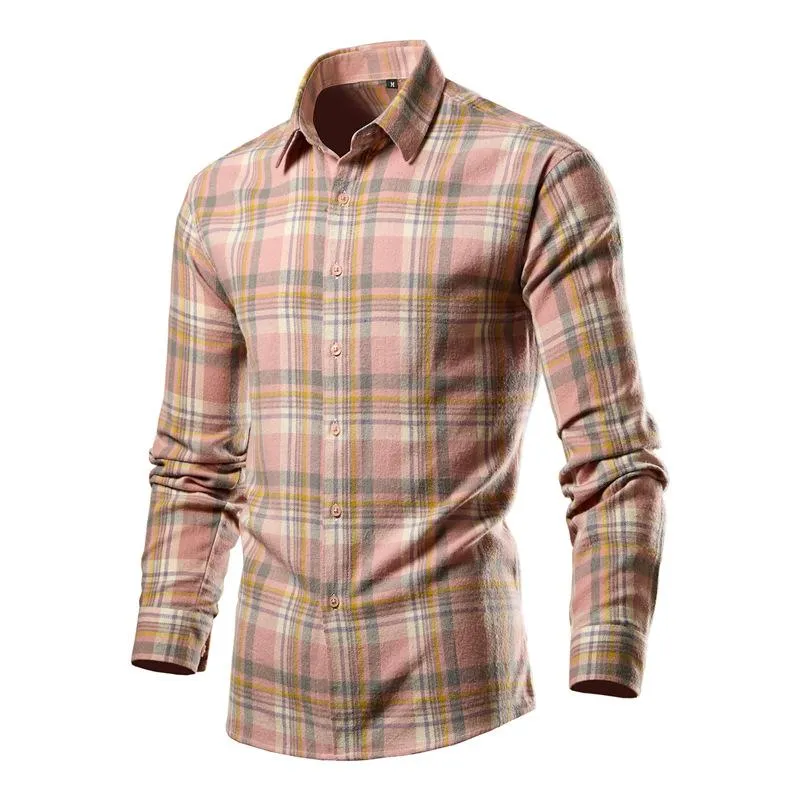 Men's Casual Contrast Plaid Slim Fit Lapel Long Sleeve Shirt 61746330M sold by Manly product image thumbnail 4