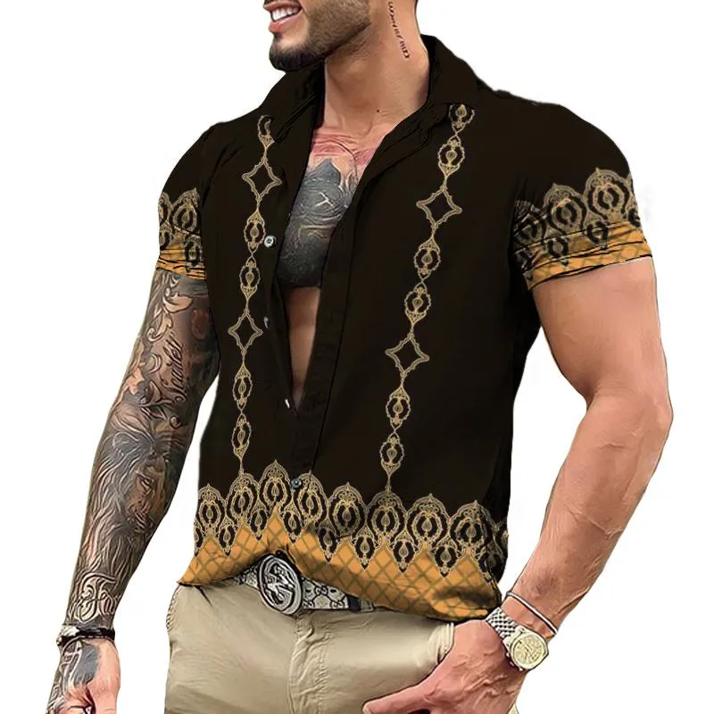 Men's Retro Palace Style Lapel Short-sleeved Shirt 30022218TO sold by Manly