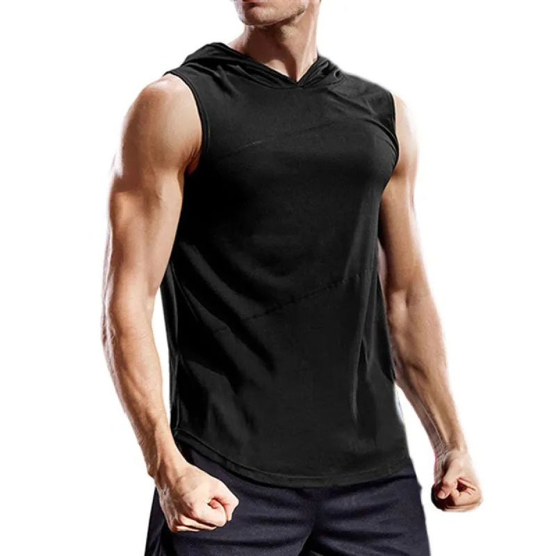Men's Solid Hooded Sports Fitness Tank Top 27514034Z sold by Manly