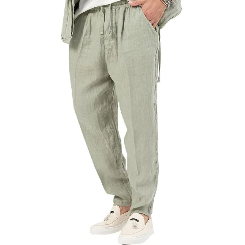 Men's Solid Color Cotton Linen Pocket Casual Pants 63047033Y sold by Manly