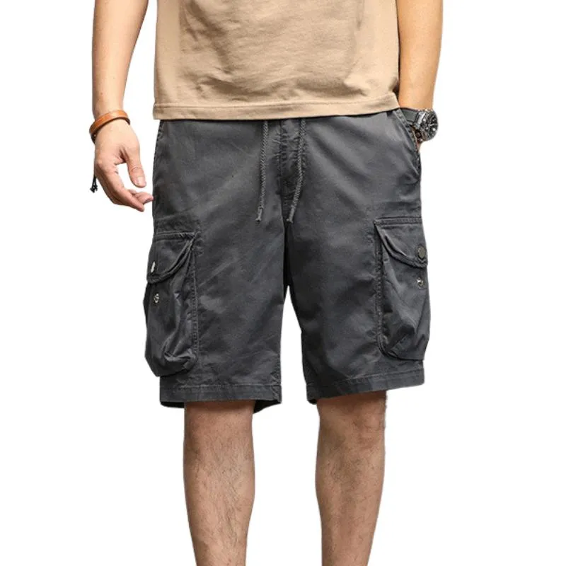Men's Solid Multi-Pocket Cargo Shorts 13423059Y sold by Manly