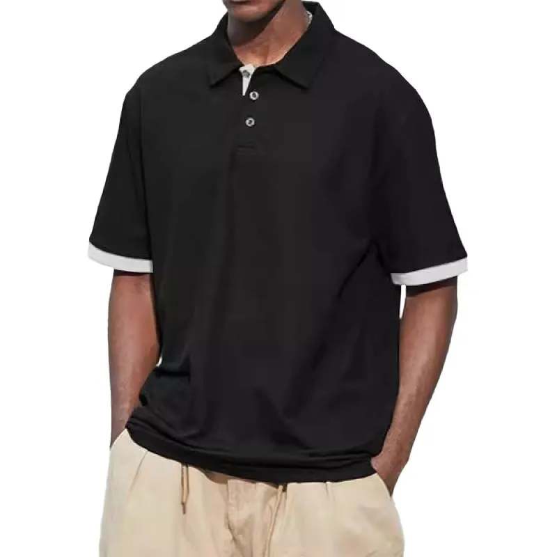 Men's Colorblock Lapel Short Sleeve Casual Polo Shirt 30531584Z sold by Manly