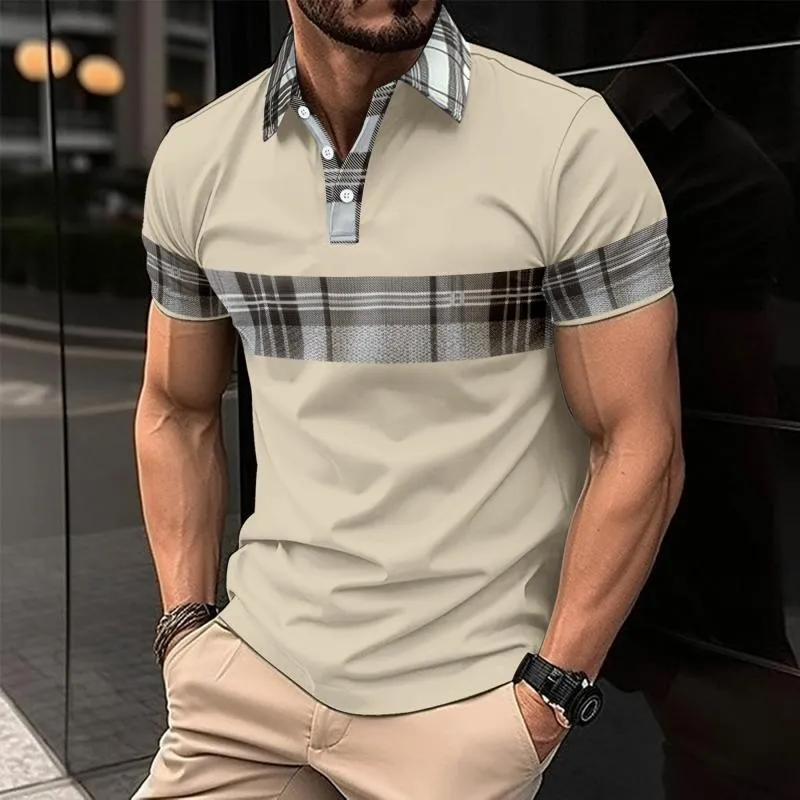 Men's Plaid Colorblock Short-Sleeved Polo Shirt 47549279Y sold by Manly product image thumbnail 4