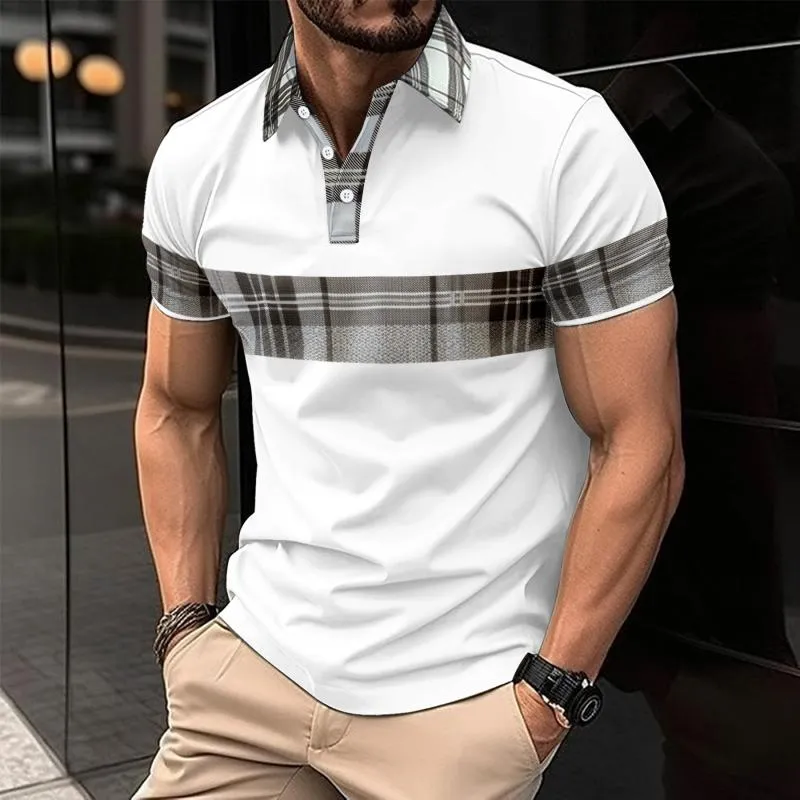 Men's Plaid Colorblock Short-Sleeved Polo Shirt 47549279Y sold by Manly product image thumbnail 2