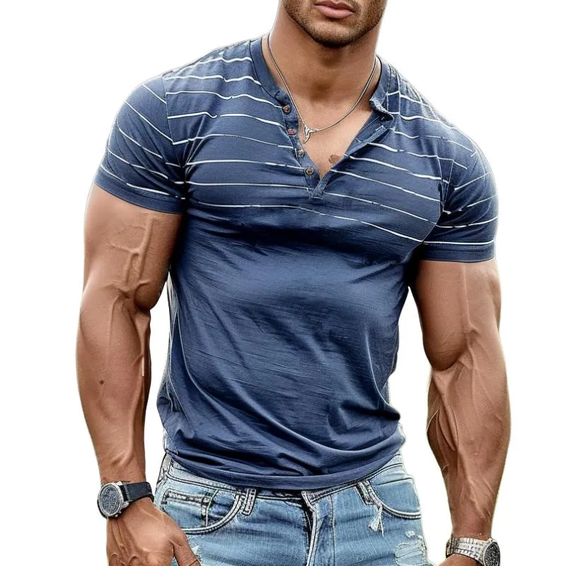 Men's Casual Striped Short Sleeve T-Shirt 71610637TO sold by Manly