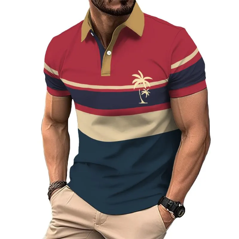 Men's Retro Color Block Lapel Polo Shirt 28816505TO sold by Manly