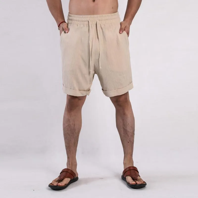 Men's Solid Cotton And Linen Elastic Waist Casual Shorts 88784720Z sold by Manly product image thumbnail 2